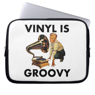 Vinyl is Groovy Record Collector Humor Funny Pun Laptop Sleeve