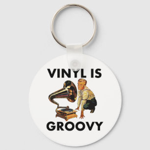 Vinyl is Groovy Record Collector Humor Funny Pun Sleutelhanger
