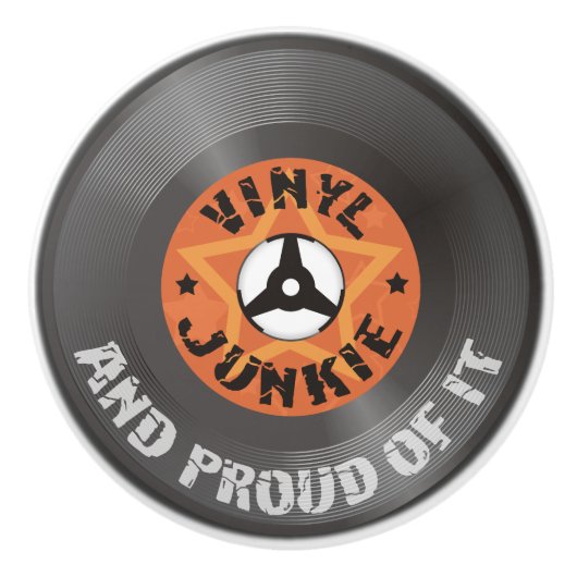 Vinyl Junkie - en proud ervan Keramische Knop (Voorkant)