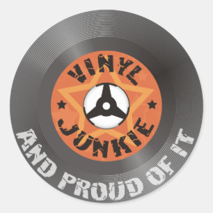 Vinyl Junkie - en proud ervan Ronde Sticker