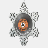 Vinyl Junkie - en proud ervan Tin Sneeuwvlok Ornament (Rechts)