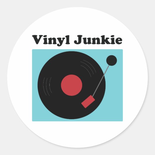 Vinyl Junkie Fun voor LP Record Lover Ronde Sticker (Voorkant)
