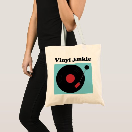 Vinyl Junkie Modern Record Lover Tote Bag (Voorkant (product))