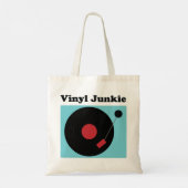 Vinyl Junkie Modern Record Lover Tote Bag (Achterkant)