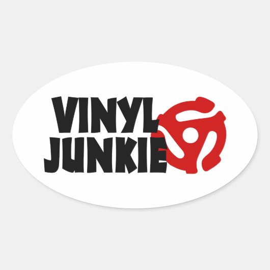 Vinyl Junkie Ovale Sticker (Voorkant)