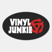 Vinyl Junkie Ovale Sticker (Voorkant)