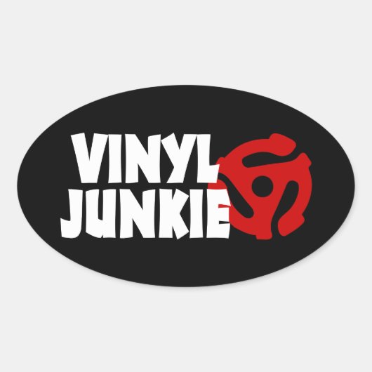 Vinyl Junkie Ovale Sticker (Voorkant)