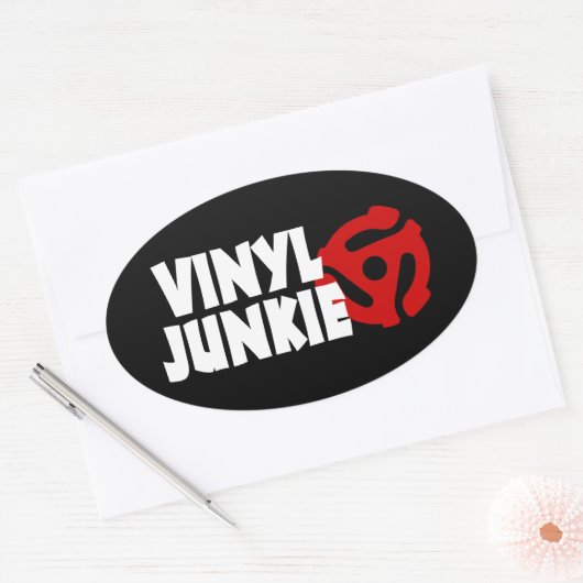 Vinyl Junkie Ovale Sticker (Envelop)