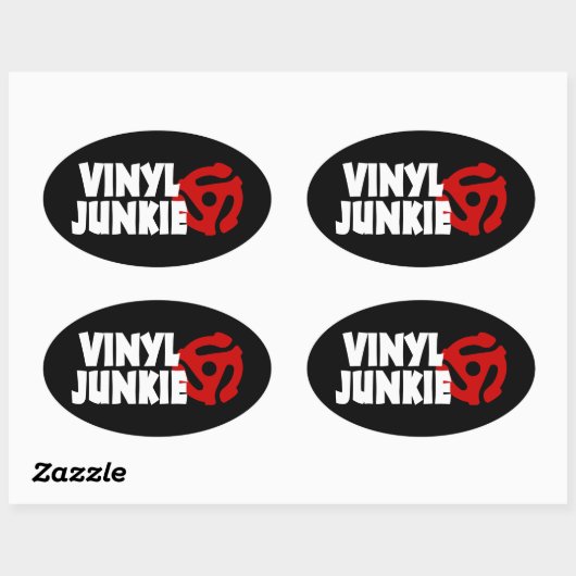 Vinyl Junkie Ovale Sticker (Vel)