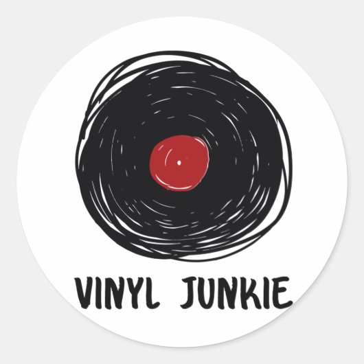 Vinyl Junkie Records Collector LP Retro Ronde Sticker (Voorkant)