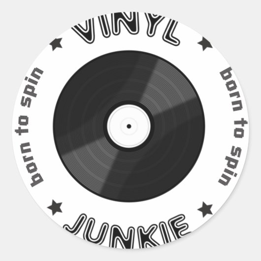 Vinyl Junkie Ronde Sticker (Voorkant)