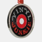 Vinyl Junkie Round Metal Lijst Holiday Ornament (Rechts)