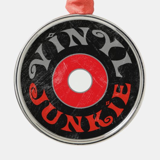 Vinyl Junkie Round Metal Lijst Holiday Ornament (Voorkant)