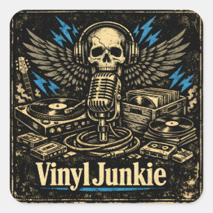 Vinyl Junkie – Verzamelaar van Platen Analoge Lief Vierkante Sticker