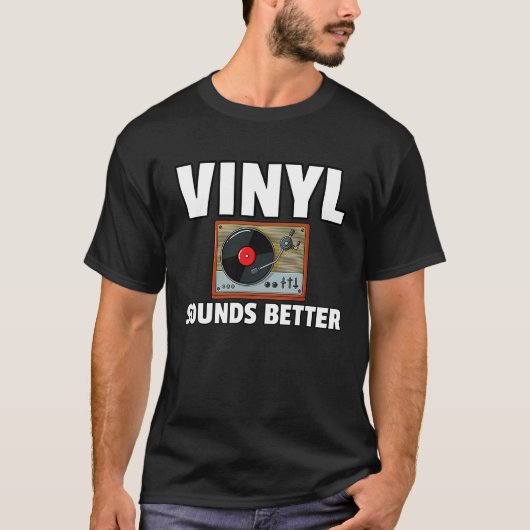 Vinyl Klinkt beter Vinyl Record LP Player T-shirt (Voorkant)