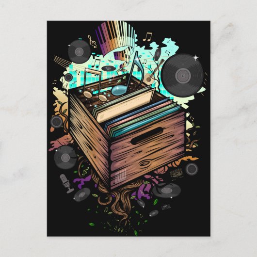 Vinyl Krat Muziek Briefkaart (Voorkant)