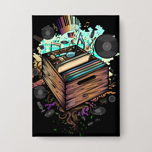 Vinyl Krat Muziek Button (Voorkant)