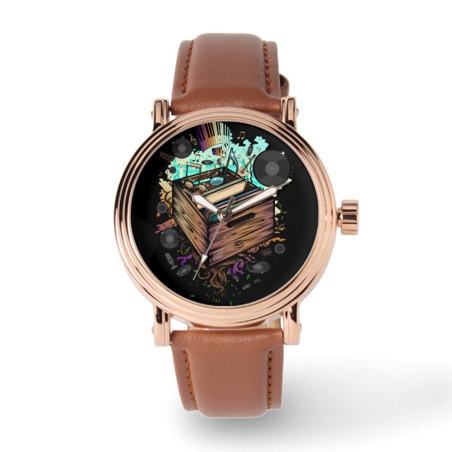 Vinyl Krat Muziek Horloge (Voorkant)