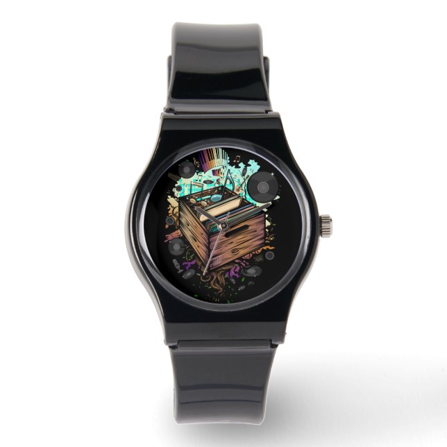 Vinyl Krat Muziek Horloge (Voorkant)