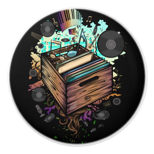 Vinyl Krat Muziek Keramische Knop (Voorkant)