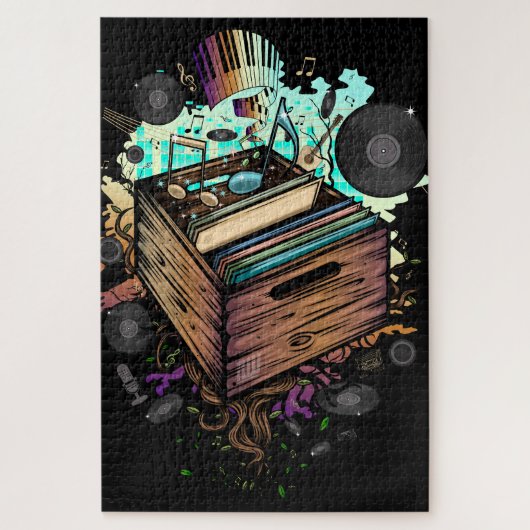 Vinyl Krat Muziek Legpuzzel (Verticaal)