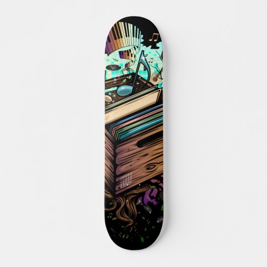 Vinyl Krat Muziek Persoonlijk Skateboard (Voorkant)