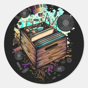 Vinyl Krat Muziek Ronde Sticker
