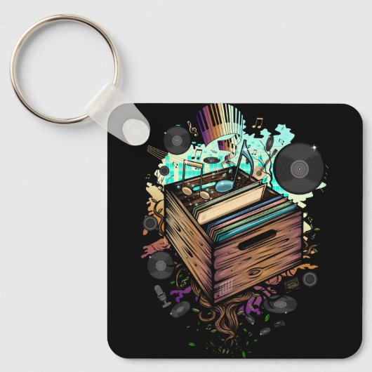Vinyl Krat Muziek Sleutelhanger (Voorkant)