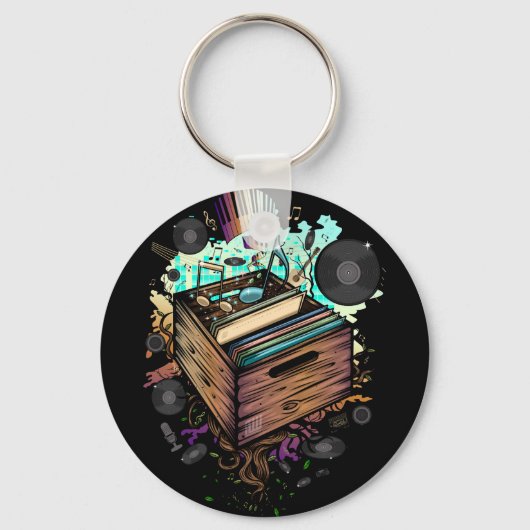 Vinyl Krat Muziek Sleutelhanger (Voorkant)