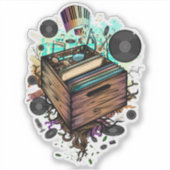 Vinyl Krat Muziek Sticker (Voorkant)