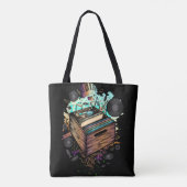 Vinyl Krat Muziek Tote Bag (Achterkant)