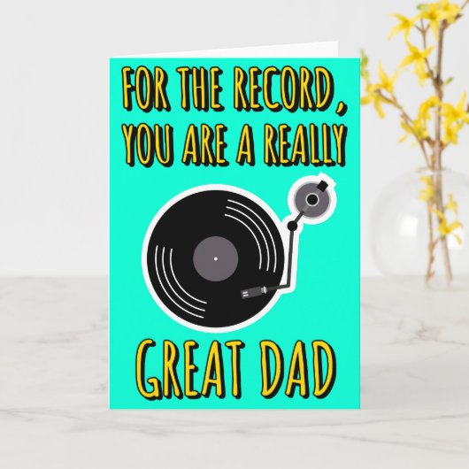 Vinyl Lover Record Funny Blue Birthday Fathers Day Kaart (Gele Bloem)