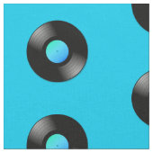 Vinyl LP Record op Blue Pattern Stof (Close Up)