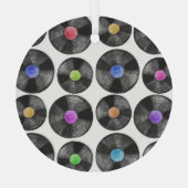 Vinyl LP Records Retro Illustratie Glas Ornament (Achterkant)
