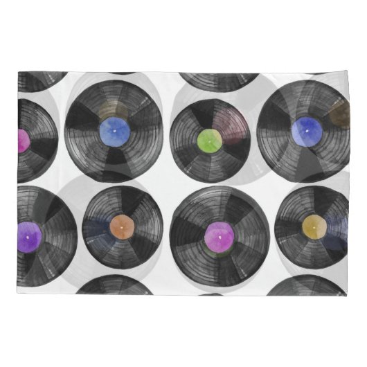 Vinyl LP Records Retro Illustratie Kussensloop (Achterkant)