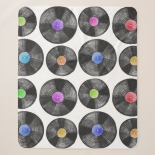 Vinyl LP Records Retro Illustratie Sherpa Deken