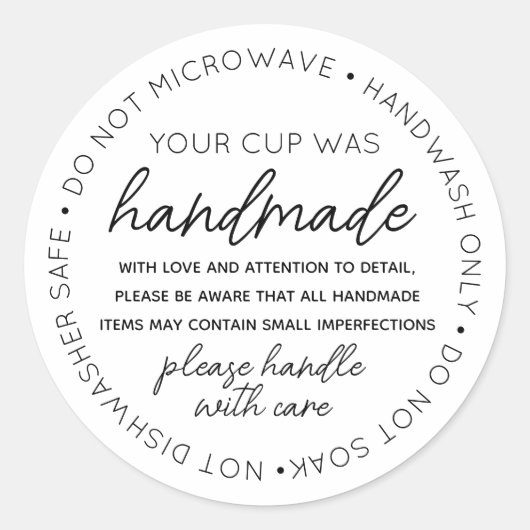 Vinyl Mokken Tumbler Cup Drinkware Care Instructie Ronde Sticker (Voorkant)