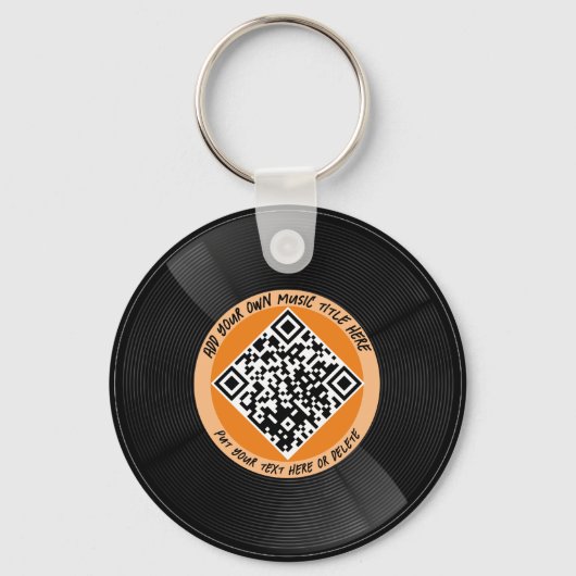 vinyl | Muzikant DJ | QR-code Sleutelhanger (Achterkant)