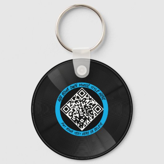 vinyl | Muzikant DJ | QR-code Sleutelhanger (Achterkant)