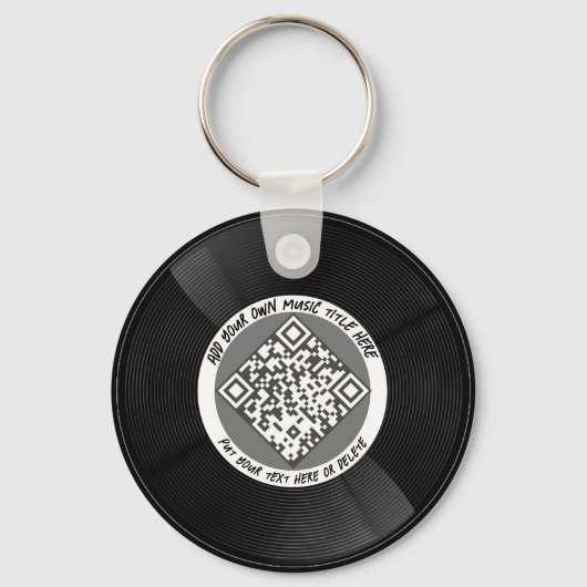 vinyl | Muzikant DJ | QR-code Sleutelhanger (Achterkant)