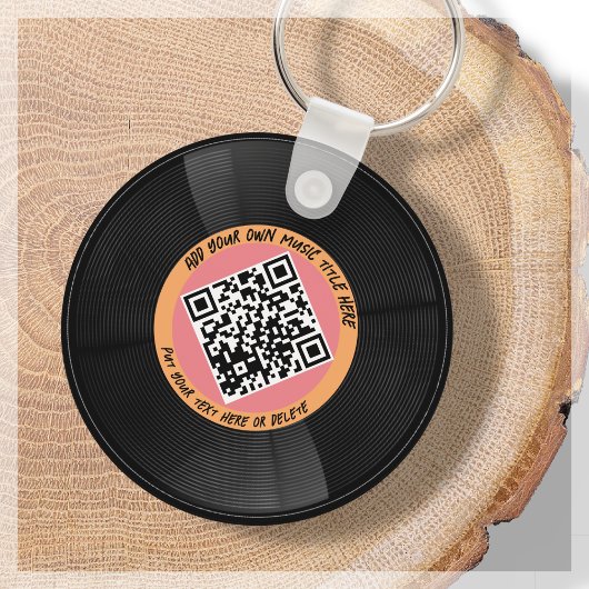 vinyl | Muzikant DJ | QR-code Sleutelhanger