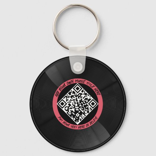 vinyl | Muzikant DJ | QR-code Sleutelhanger (Voorkant)