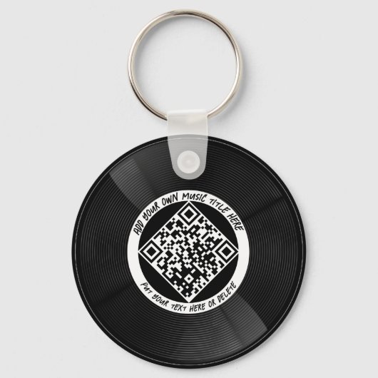 vinyl | Muzikant DJ | QR-code Sleutelhanger (Achterkant)