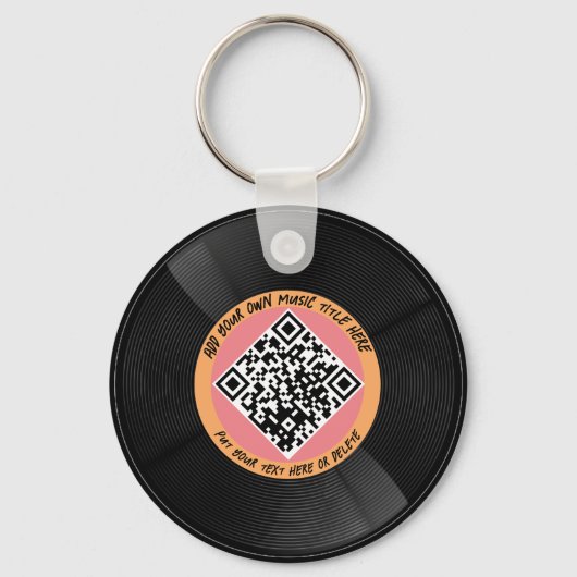 vinyl | Muzikant DJ | QR-code Sleutelhanger (Voorkant)