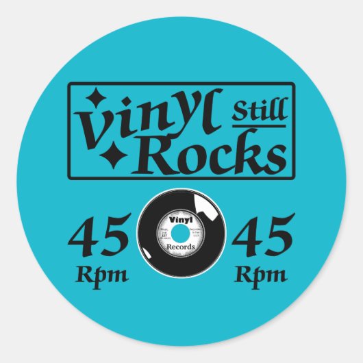 Vinyl nog steeds Rocks 45 rpm Ronde Sticker (Voorkant)