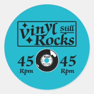 Vinyl nog steeds Rocks 45 rpm Ronde Sticker