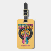 Vinyl Peace Love Music Bagagelabel (Voorkant verticaal)