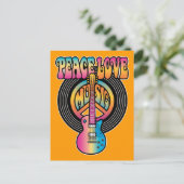 Vinyl Peace Love Music Briefkaart (Staand voorkant)