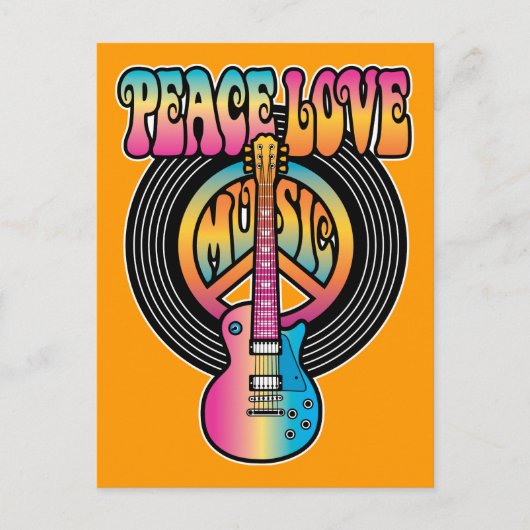 Vinyl Peace Love Music Briefkaart (Voorkant)