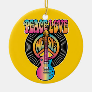 Vinyl Peace Love Music Keramisch Ornament